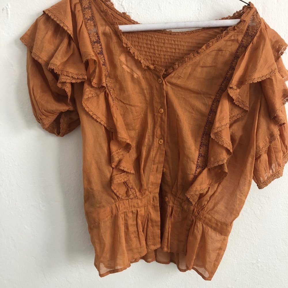 Isabel Marant Étoile Ruffled Blouse in RUST (34) - Picture 4 of 6